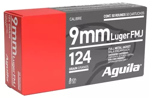 AGUILA 9MM LUGER 124GR FMJ – RN 50RD 20BX/CS