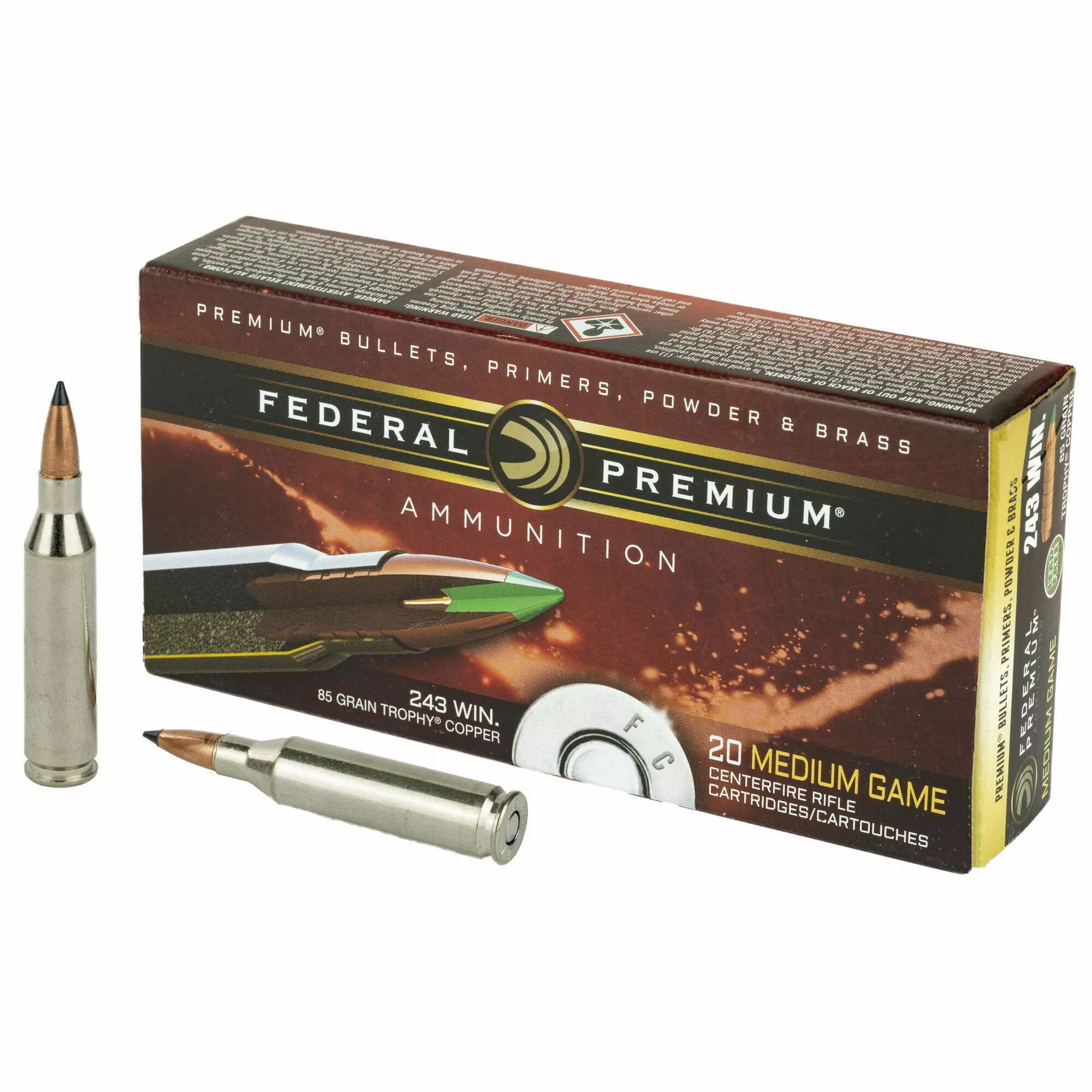 Federal, Premium, 243 Win, 85 Grain, Trophy Copper, Lead Fre