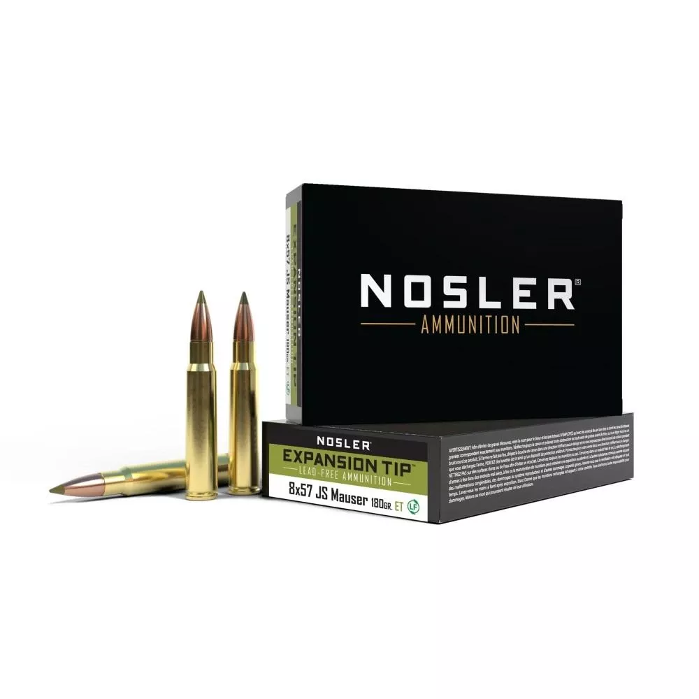 Nosler E-Tip Rifle Ammunition 8×57 JS 180gr PT 2550 fps 20/ct