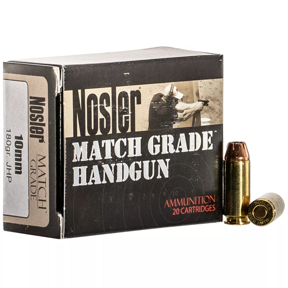 Nosler Match Grade Handgun 10mm Auto Ammunition 20 Rounds 18