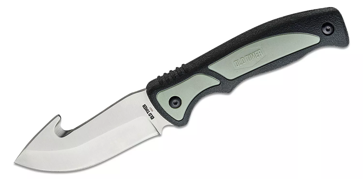 Schrade Old Timer Fixed Knife Green - 4" Plain Drop Point Bl