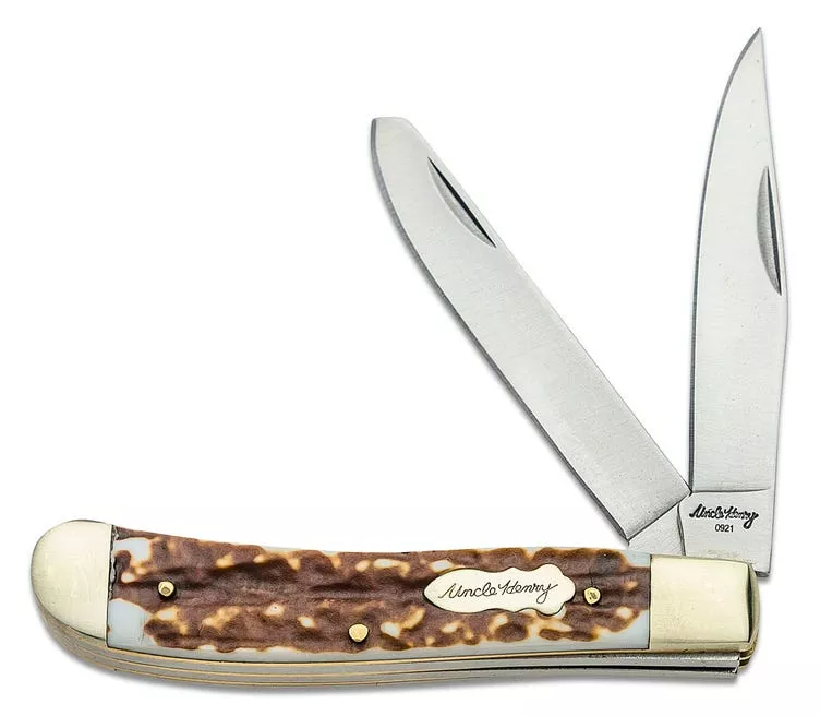 Schrade Uncle Henry Pro Trapper Folding Knife Stag - 3.2" Pl