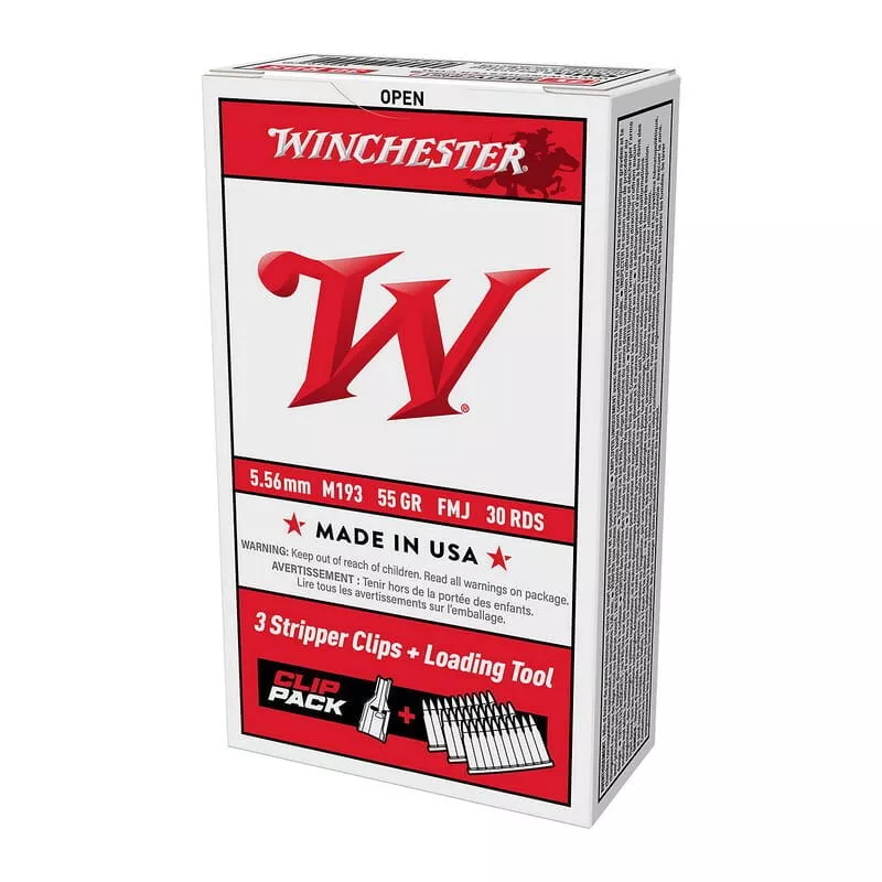 Winchester 5.56 NATO M193 Ammo 55gr 30rd on Stripper Clips